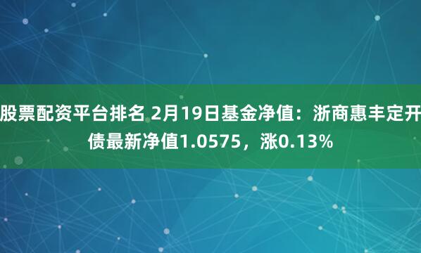 股票配资平台排名 2月19日基金净值：浙商惠丰定开债最新净值1.0575，涨0.13%